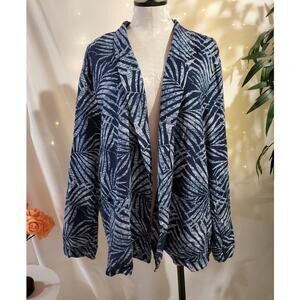 Old Navy Womens Open Front Linen Blend Blazer Jacket Size XXL Palm Tropical